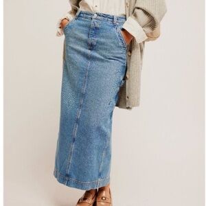 NWT We the free - free people - Francisco Denim Jean Cargo Maxi Skirt 30